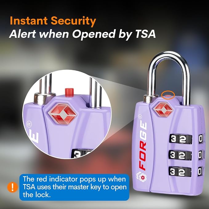 Forge Luggage Locks TSA Approved 4 Pack Purple, Small Combination Lock - Image 3