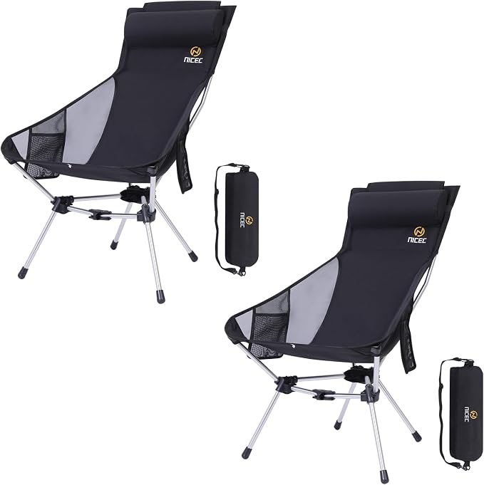 Nice C Ultralight High Back Folding Camping Chair, Backpacking Chair, Compact & by NiceC