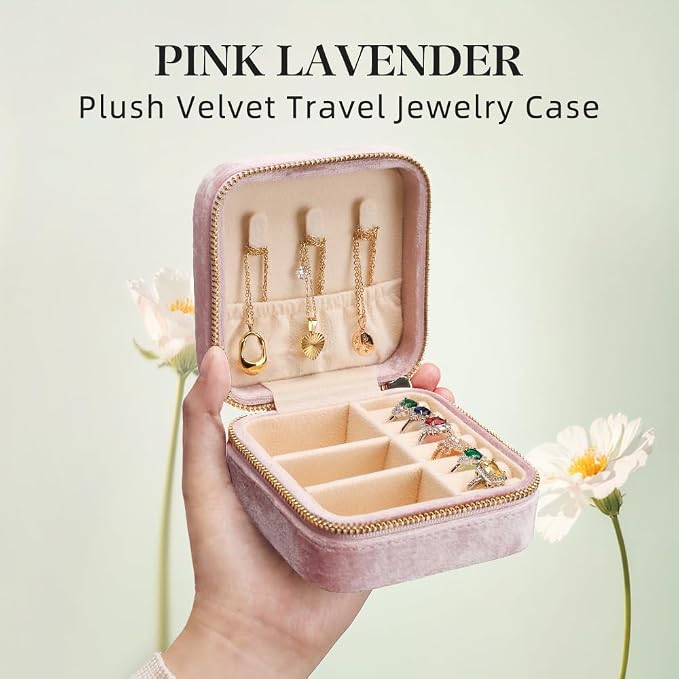 TAIMY Plush Velvet Travel Jewelry Box, Small Travel Jewelry Case, Portable Mini - Image 2