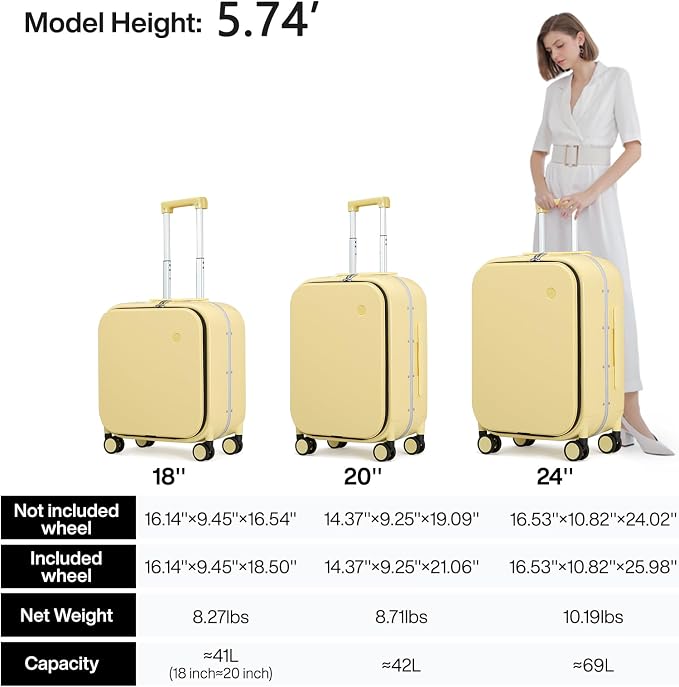 mixi Carry On Luggage, 18” Suitcase - Image 6