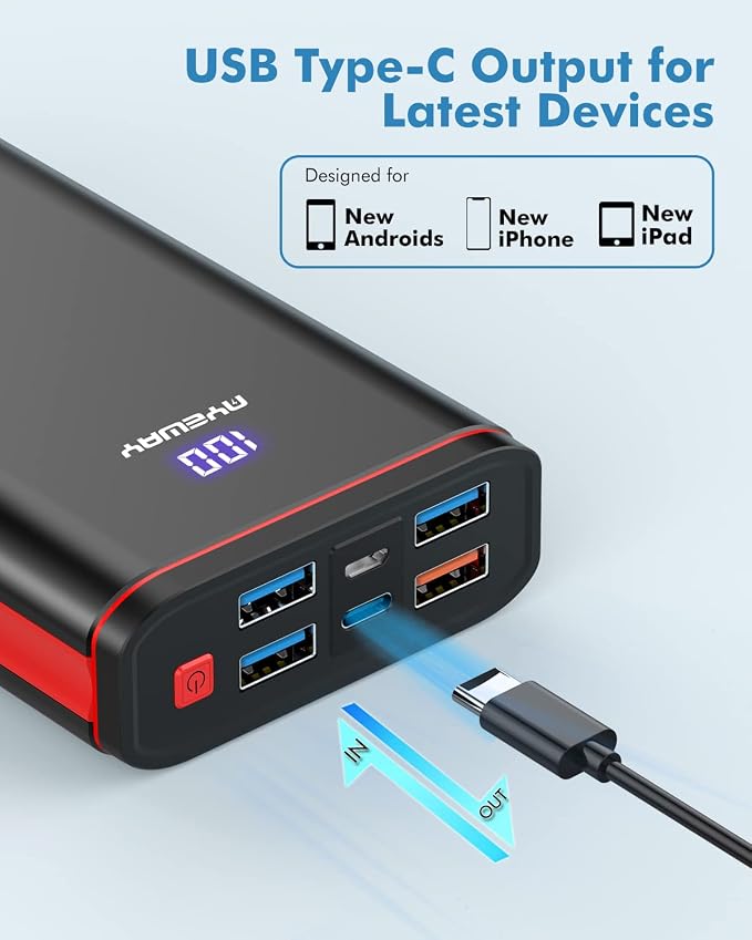 Ayeway Battery Pack USB C Portable Charger PD 20W Fast Charging 26800mAh Power - Image 2