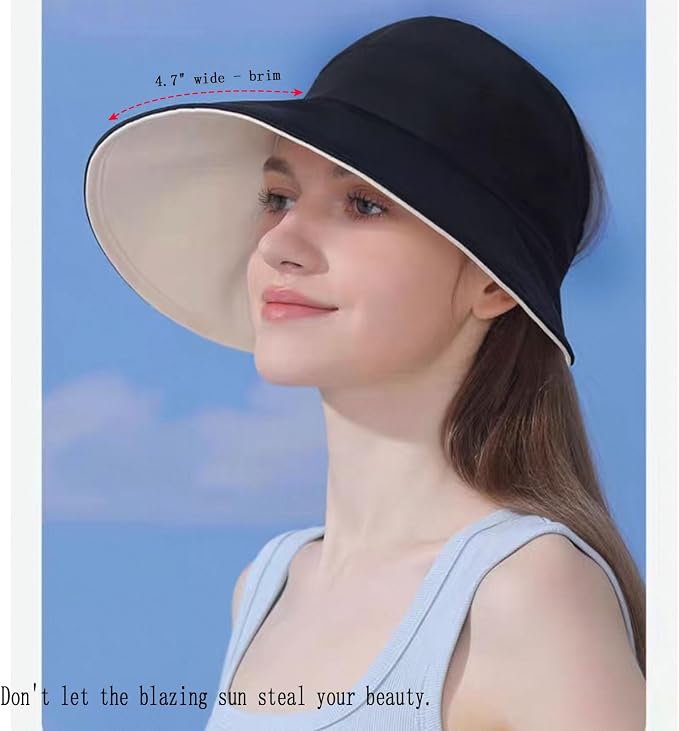 Sun Hats for Womens Wide Brim UV Protection Fishing Hats Packable Reversible - Image 2