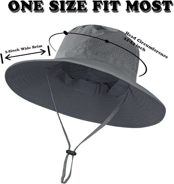 Rosoz Sun Hat for Men Women Boonie Bucket Hat Wide Brim Breathable Cooling - Image 5