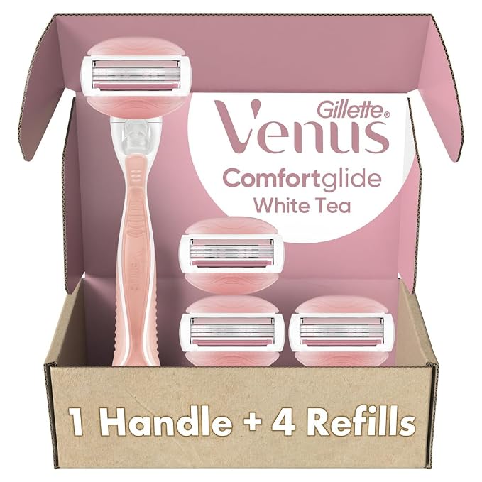 Gillette Venus ComfortGlide White Tea Women's Razor, Handle + 4 Blade Refills by Venus