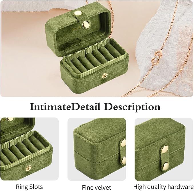 Travel Jewelry Case, Portable Pocket Size Small Plush Velvet Ring Box - Image 4