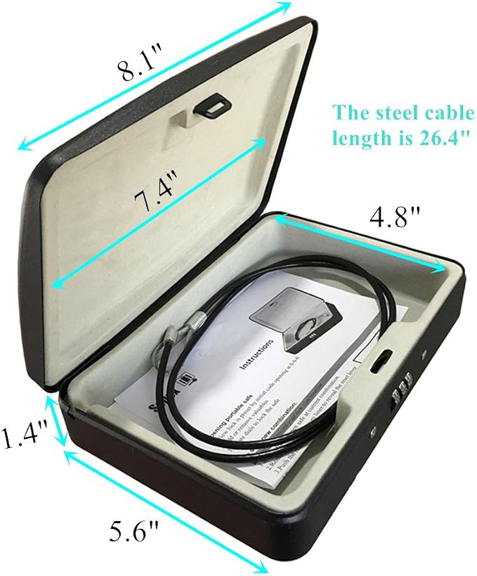 SEPOX® Water/Fire-Resistant Portable Security Case Lock Box Steel, Personal - Image 2