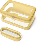 Travel Clear Makeup Bag with Makeup Brush Bag, Leather Makeup Case Toiletry Bag by Soimeat