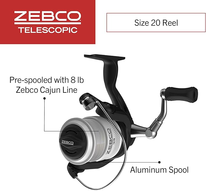 Zebco 33 Spinning Reel and Telescopic Fishing Rod Combo - Image 3