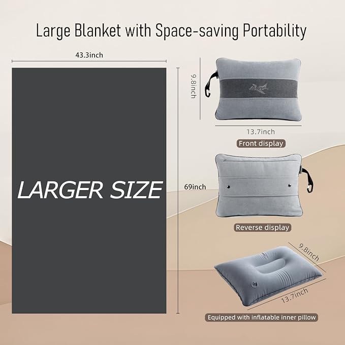 Melissa Large Travel Blanket and Inflatable Pillow Set - Image 7