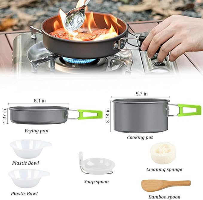 aiGear Camping Cookware Mess Kit, Non-Stick Camping Pan Pot Kettle, Lightweight - Image 5