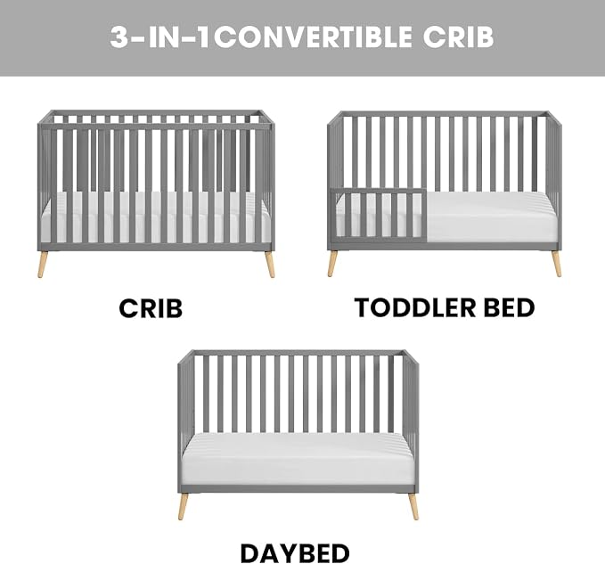 Oxford Baby Cozy Nest Convertible Island Crib, Dove Gray/Natural - Image 3