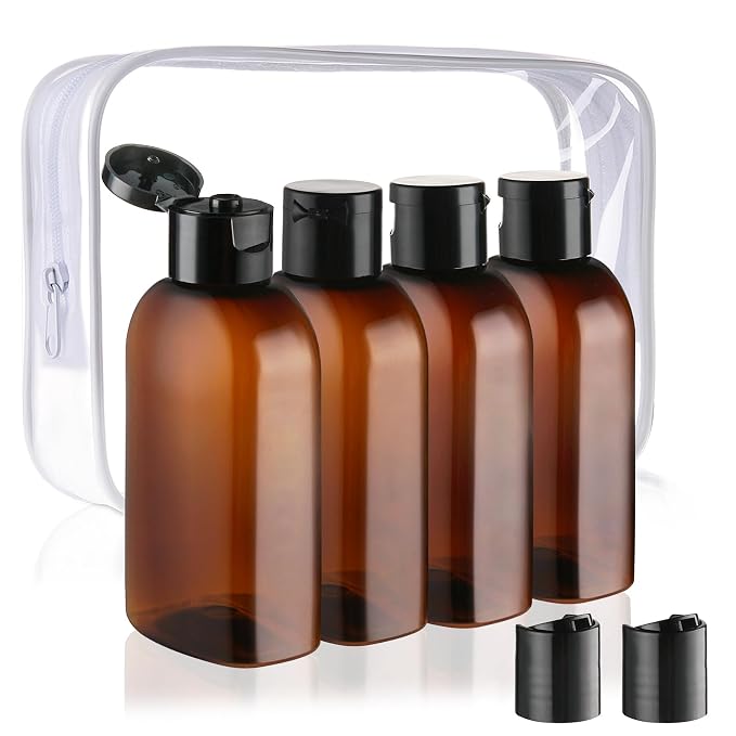 Cosywell Travel Shampoo Bottles 4pcs 3.4oz TSA Approved Travel Size Bottles by Cosywell