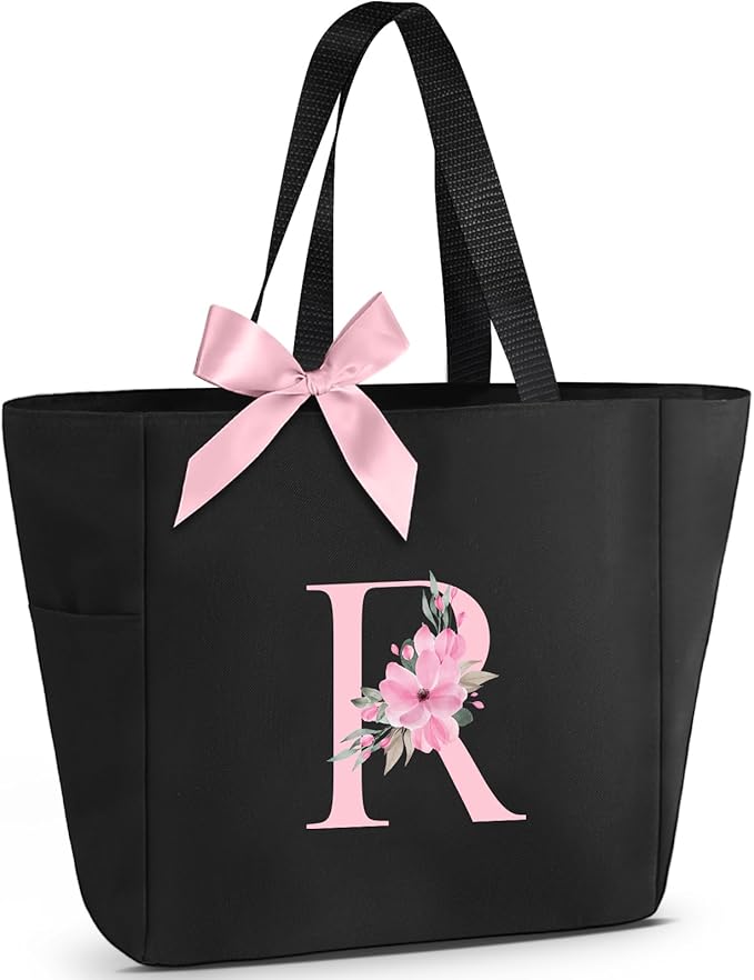 Vavabox Tote Bag, A-Z Initial Monogrammed Waterproof Tote Bag, Bridesmaid Gifts by Vavabox