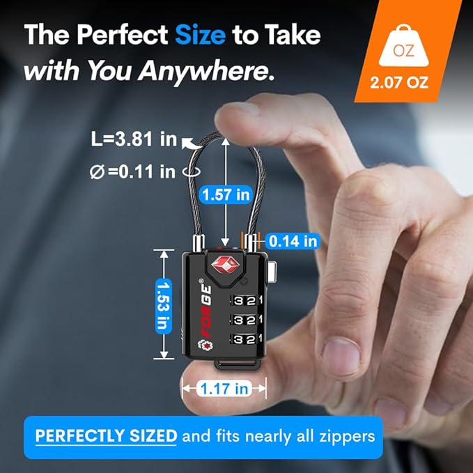 TSA Approved Cable Luggage Locks, Re-settable Combination - Image 3