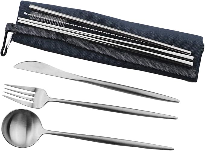 Gugrida Reusable Travel Utensils, 7 Pieces Portable 18/10 Stainless Steel - Image 5