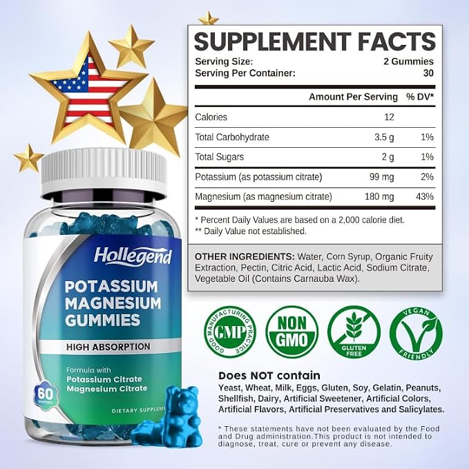 Potassium Magnesium Gummies, High Absorption Potassium Citrate 99mg Magnesium - Image 4
