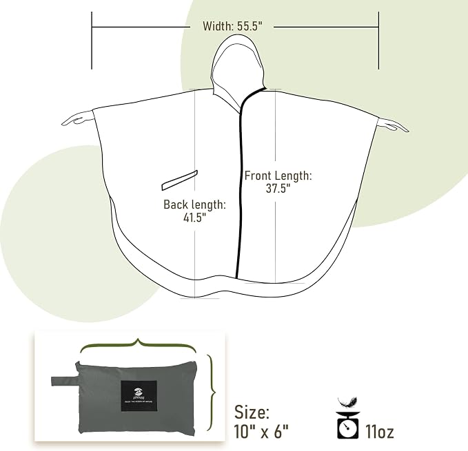 SaphiRose Unisex Rain Poncho Raincoat Hooded - Image 6