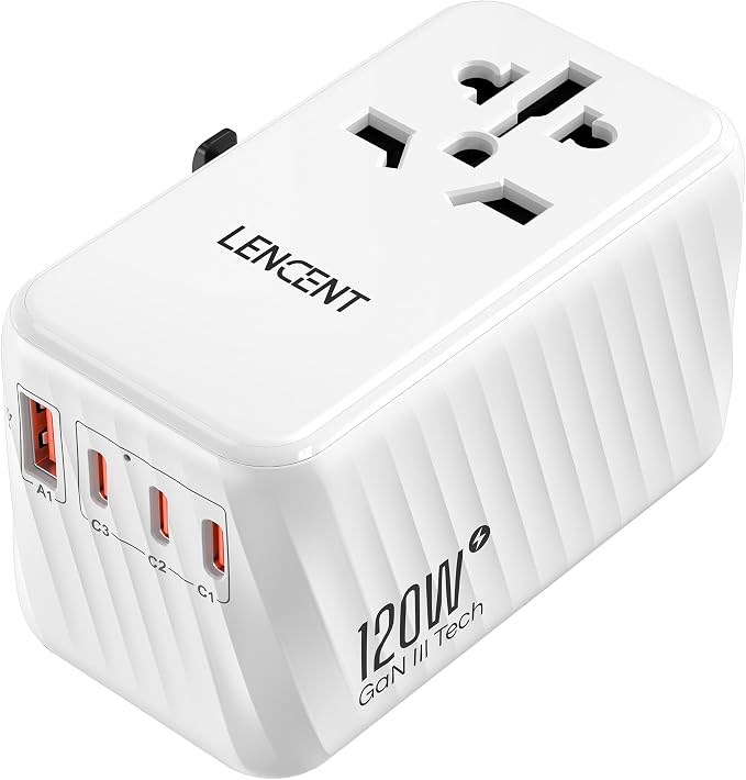 LENCENT International Travel Adapter, 120W GaN Universal Fast Charger by LENCENT