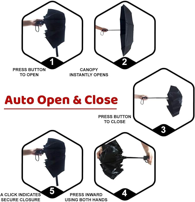 SY COMPACT Umbrella Automatic Travel Waterproof Light Folding Umbrellas Easy - Image 3