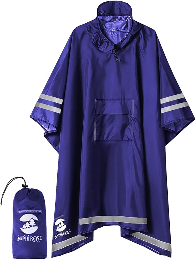 SaphiRose Hooded Rain Poncho Waterproof Raincoat Jacket by SaphiRose
