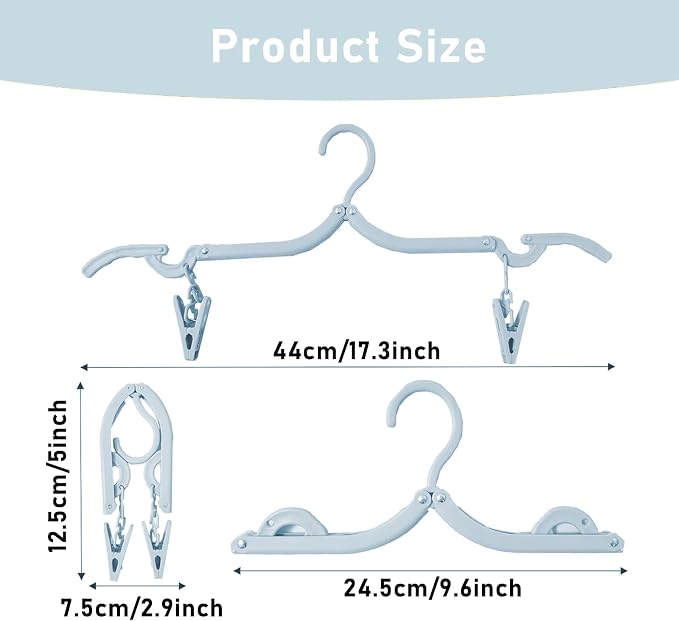 24 Pcs Travel Hangers with 48 Pcs Clips, Portable Folding Clothes Hangers - Image 2