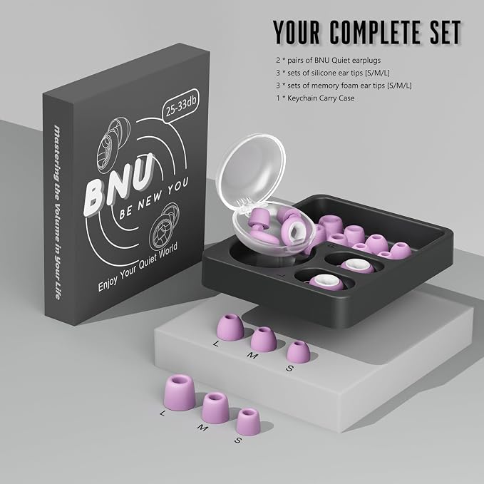 Concert Ear Plugs, 2 Pair BNU High Fidelity Noise Cancelling Earplugs Hearing - Image 6
