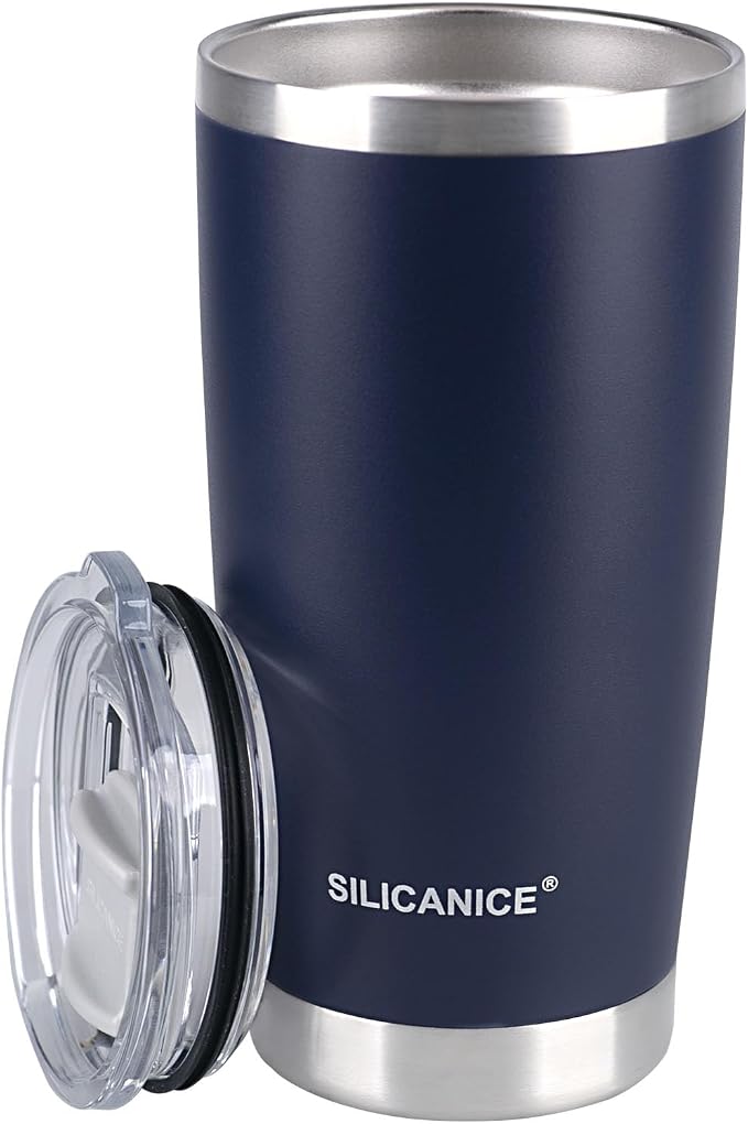 Navy Blue 20 oz Stainless Steel Double Wall Vacuum Insulated Tumbler by Patent-pendingstraw1secondoff1secondon3-secondclean
