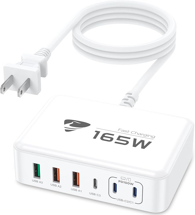 165W USB C Charger Block, 6 Port Multi USB-C Charging Station, 100W PD Fast - Image 8