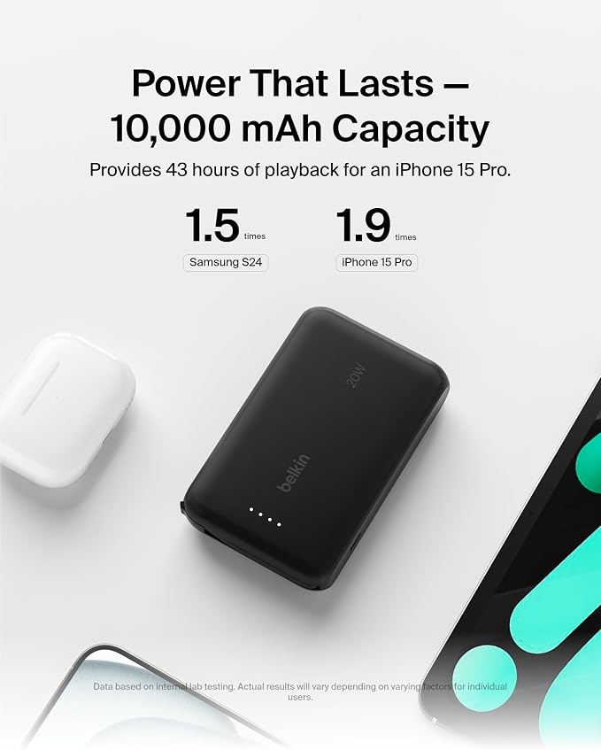 Belkin Portable Charger, Power Bank 10000 mAh - 20W Fast Charge USB-C Power - Image 8