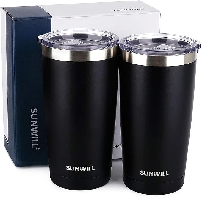 SUNWILL Travel Coffee Mug with Lid, 20 oz Tumbler Set of 2, Insulated Stainless - Image 4