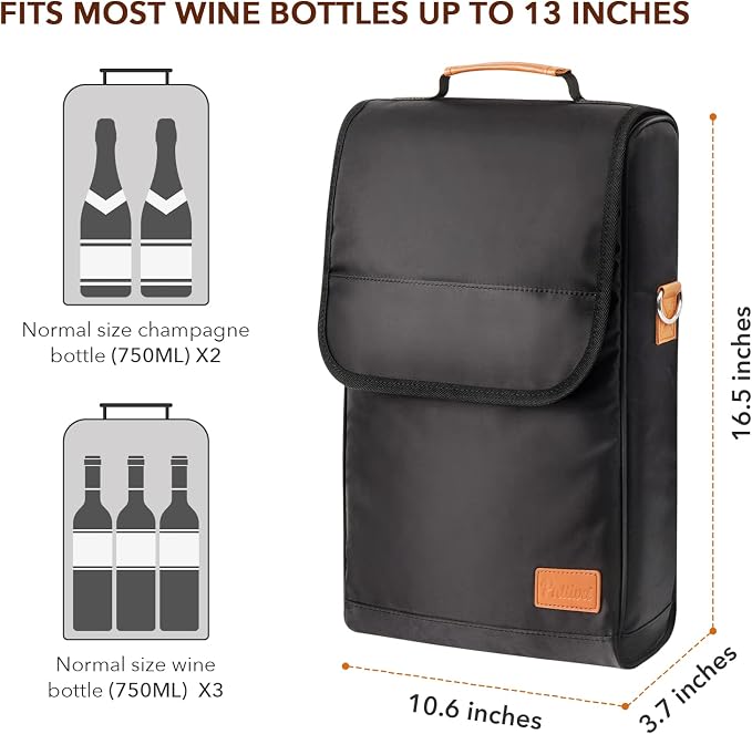 3 Bottle Wine Tote Bag with Wine Tumblers and Wine Opener, Wine Gifts - Image 3