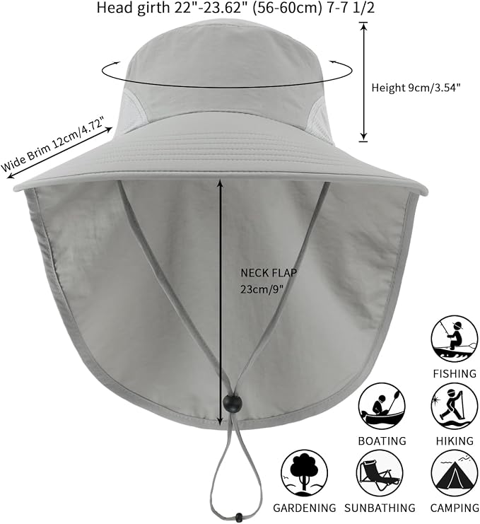 Home Prefer Outdoor UPF50+ Sun Hat Wide Brim Mesh Fishing Hat - Image 2