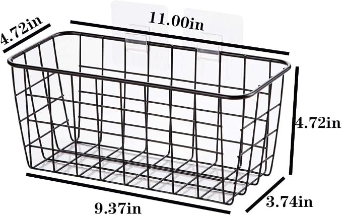 2 Set Hanging Wall Basket Organizer Over the Cabinet Door Wire Baskets - Image 3