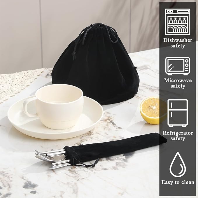 Camping Essentials Set, HOMQUEN Camping Plates and Bowls Set, Coffee Mug - Image 4