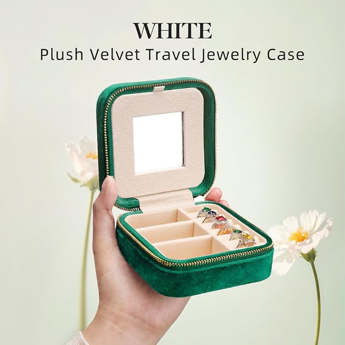 TAIMY Plush Velvet Travel Jewelry Box, Small Travel Jewelry Case, Portable Mini - Image 2