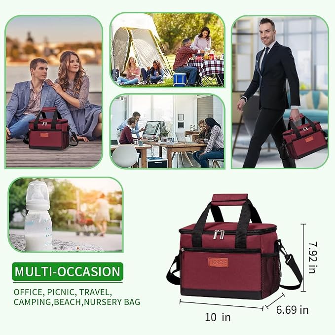 iknoe Large Foldable Cooler Bag, 8.5L Insulated Lunch Bag, Leakproof Lunch - Image 4