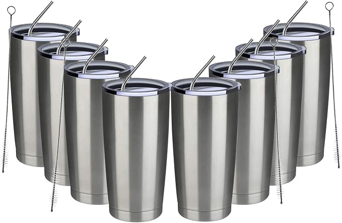MEWAY 20oz Tumbler 8 Pack Double Wall Vacuum Insulated Travel Mug Bulk by MEWAY