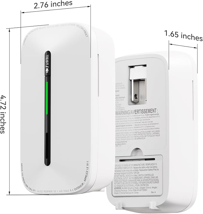 Jemay Plug in Carbon Monoxide Detector, 10 Year Battery CO Alarm Detectors - Image 6