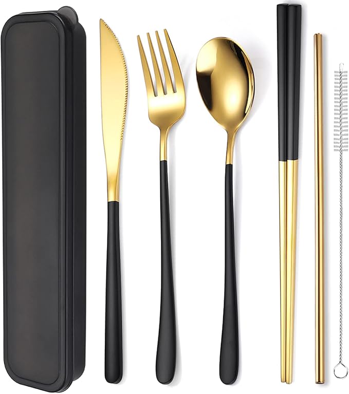 AARAINBOW 6 Pieces 18/8 Stainless Steel Flatware Set Portable Reusable Cutlery by AARAINBOW