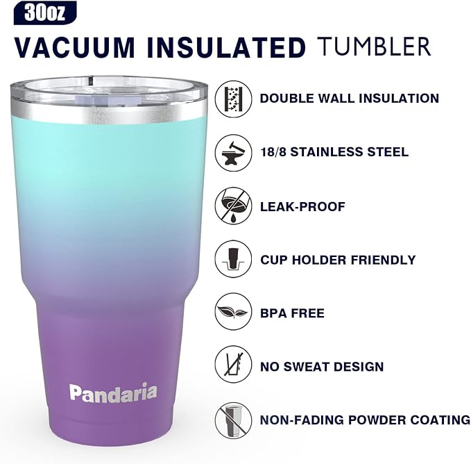 30 oz insulated tumbler with lid and straw, Reusable Spill Proof & Leak Proof - Image 5