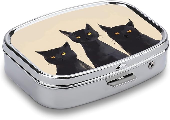 Metal 2 Compartment Pill Organizer Travel Friendly Portable Compact Pill Box - Image 3