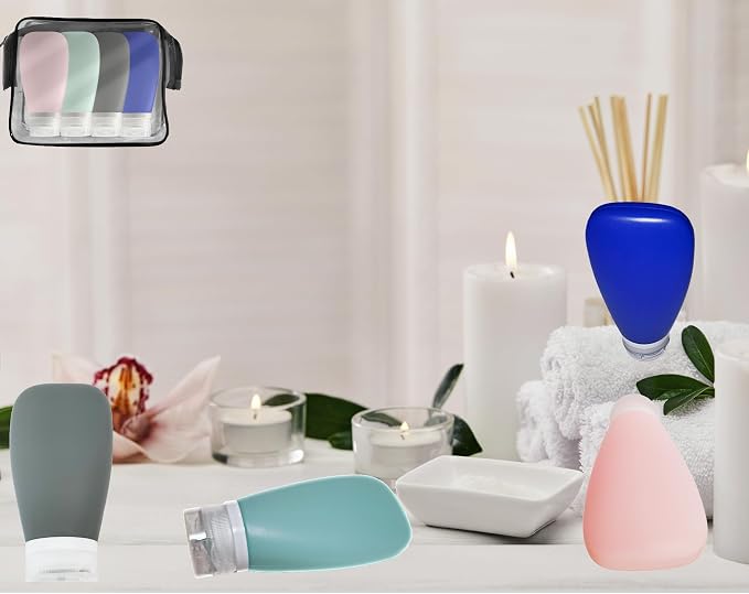Travel Bottles for Toiletries, TSA Approved 3oz Leak Proof Silicone Refillable - Image 3
