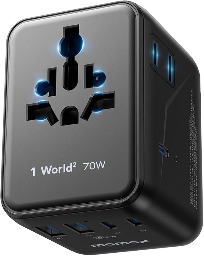 MOMAX Mini Universal Travel Adapter, GaN 70W International Power Adapter by MOMAX