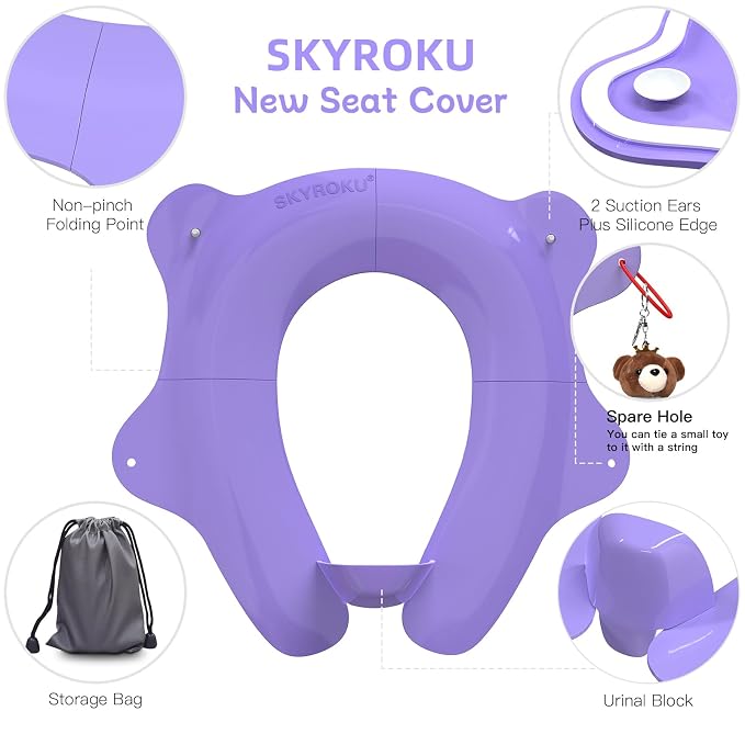 SKYROKU Foldable Kids Toilet Seat – Portable & Anti-Slip Travel Potty Training - Image 2