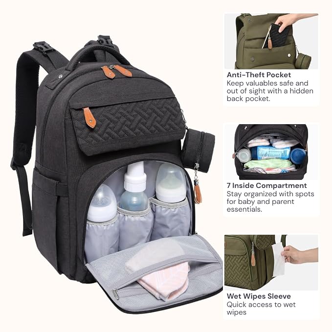 BabbleRoo Diaper Bag Backpack, Travel Backpack - Image 7