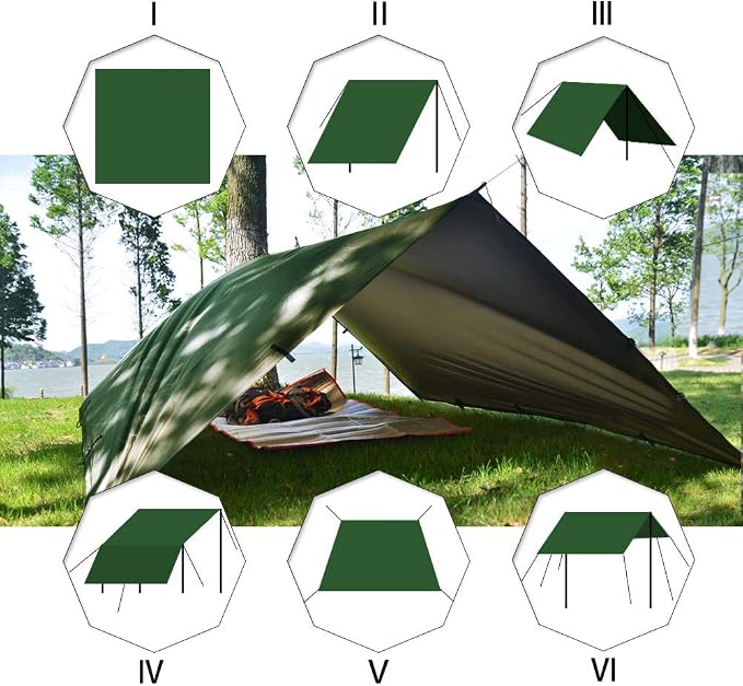 KALINCO Waterproof Camping Tarp, 10X12FT Hammock Rain Fly Tent Tarp, - Image 7
