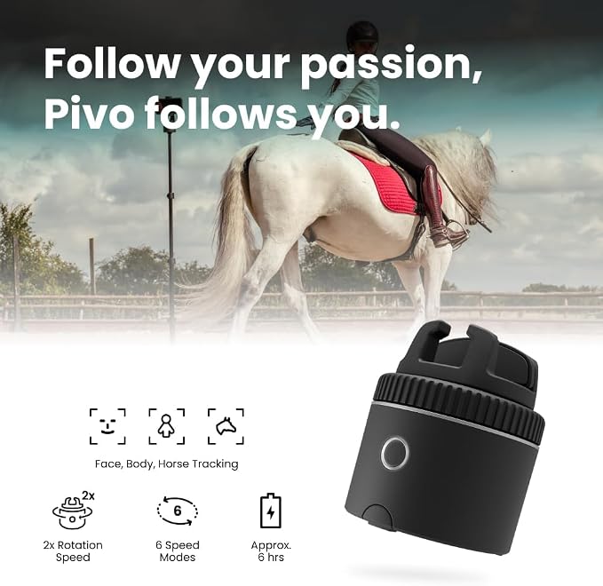 Pivo Equestrian Silver Essential Pack, Auto Face, Horse Phone Tracking Holder - Image 3