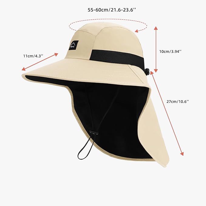 Rosoz Outdoor Sun Hat for Men Women, UPF50+ Protection Safari Cap Wide Brim - Image 6