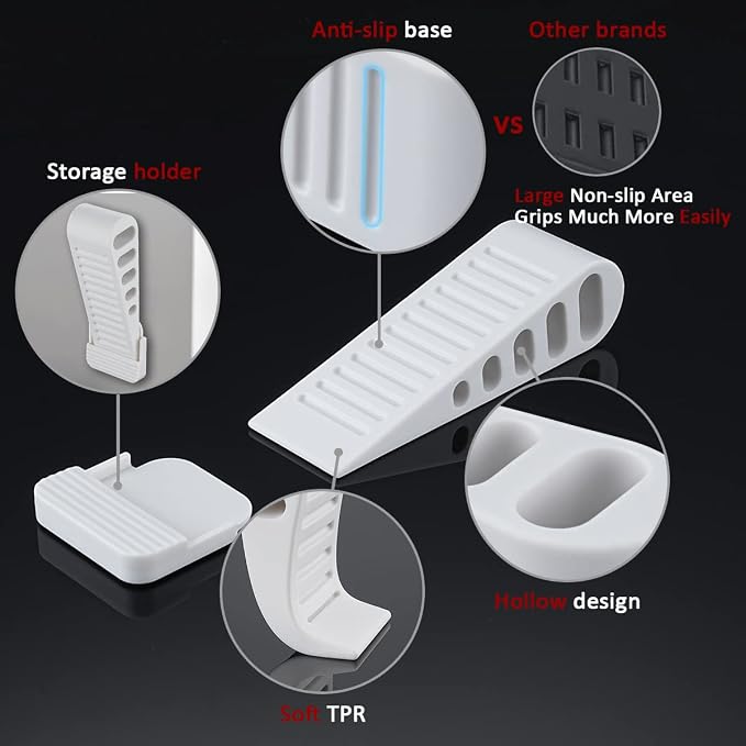 JQK Rubber Door Stopper Wedge, Wooden Floor, DSB61-WH-P2 - Image 5