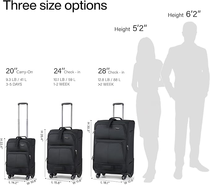 Hanke 20 Inch Softside Expandable Carry On Luggage - Image 3
